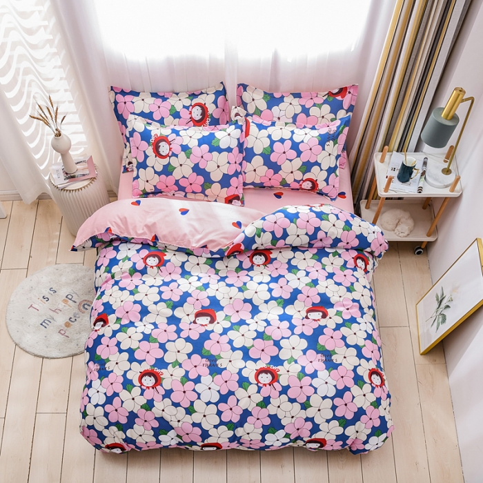 91家纺网 家纺一手货源 找家纺 乐居坊 2020新款简约小清新芦荟棉四件套 海伦公主