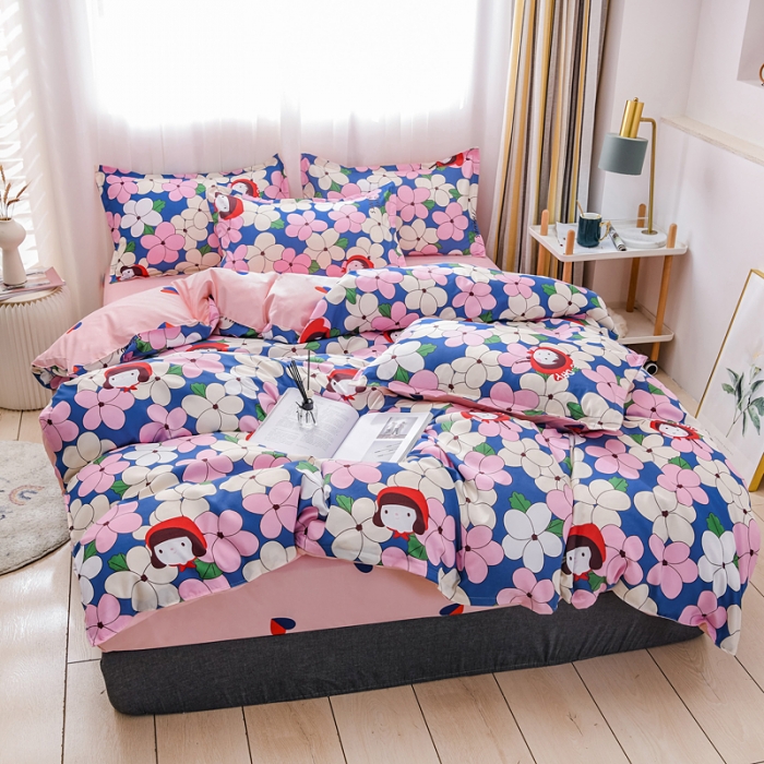 91家纺网 家纺一手货源 找家纺 乐居坊 2020新款简约小清新芦荟棉四件套 海伦公主