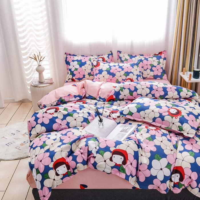 91家纺网 家纺一手货源 找家纺 乐居坊 2020新款简约小清新芦荟棉四件套 海伦公主