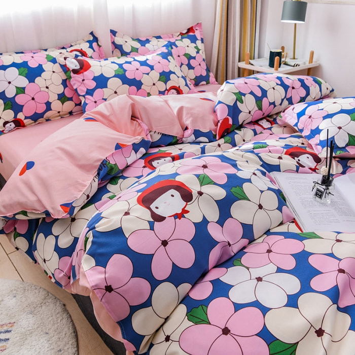 91家纺网 家纺一手货源 找家纺 乐居坊 2020新款简约小清新芦荟棉四件套 海伦公主