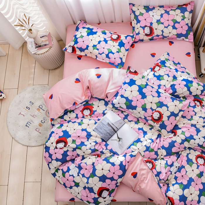 91家纺网 家纺一手货源 找家纺 乐居坊 2020新款简约小清新芦荟棉四件套 海伦公主