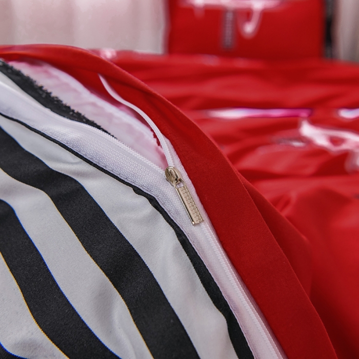 91家纺网 家纺一手货源 找家纺 乐居坊 2020新款简约小清新芦荟棉四件套 红色记忆