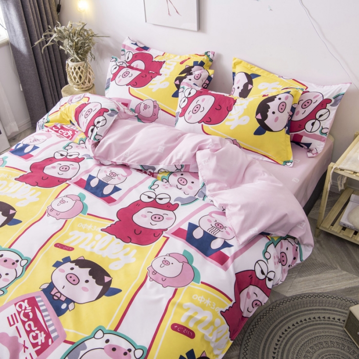 91家纺网 家纺一手货源 找家纺 乐居坊 2020新款简约小清新芦荟棉四件套 花田错