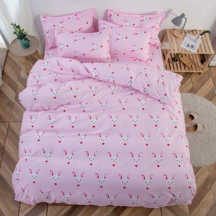 乐居坊 2020新款简约小清新芦荟棉四件套 卡哇兔