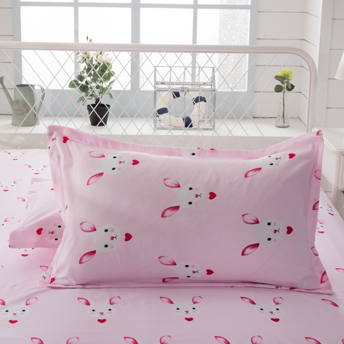 91家纺网 家纺一手货源 找家纺 乐居坊 2020新款简约小清新芦荟棉四件套 卡哇兔