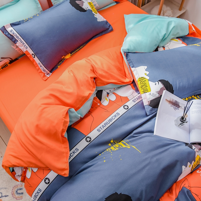 91家纺网 家纺一手货源 找家纺 乐居坊 2020新款简约小清新芦荟棉四件套 酷我时代