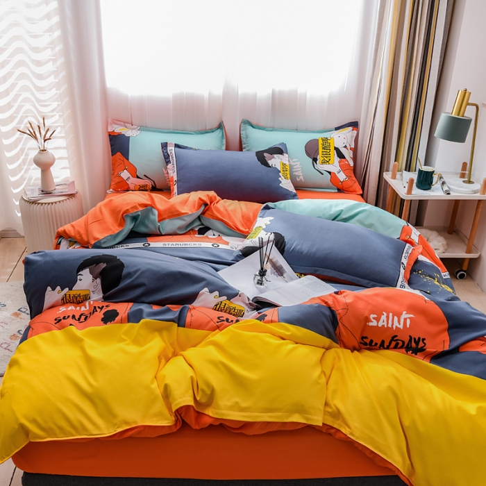 91家纺网 家纺一手货源 找家纺 乐居坊 2020新款简约小清新芦荟棉四件套 酷我时代