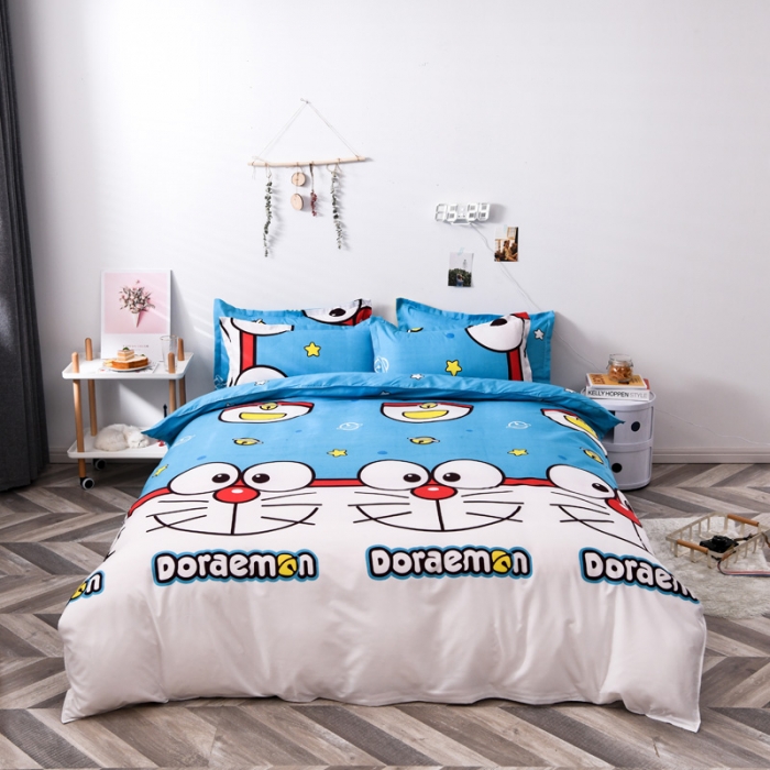 91家纺网 家纺一手货源 找家纺 乐居坊 2020新款简约小清新芦荟棉四件套 蓝胖子