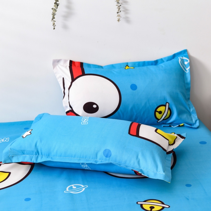 91家纺网 家纺一手货源 找家纺 乐居坊 2020新款简约小清新芦荟棉四件套 蓝胖子