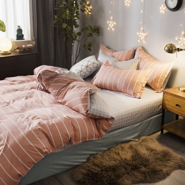 91家纺网 家纺一手货源 找家纺 乐居坊 2020新款简约小清新芦荟棉四件套 恋爱日记