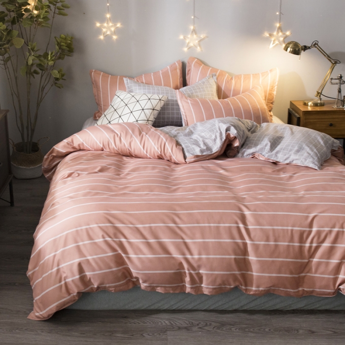 91家纺网 家纺一手货源 找家纺 乐居坊 2020新款简约小清新芦荟棉四件套 恋爱日记