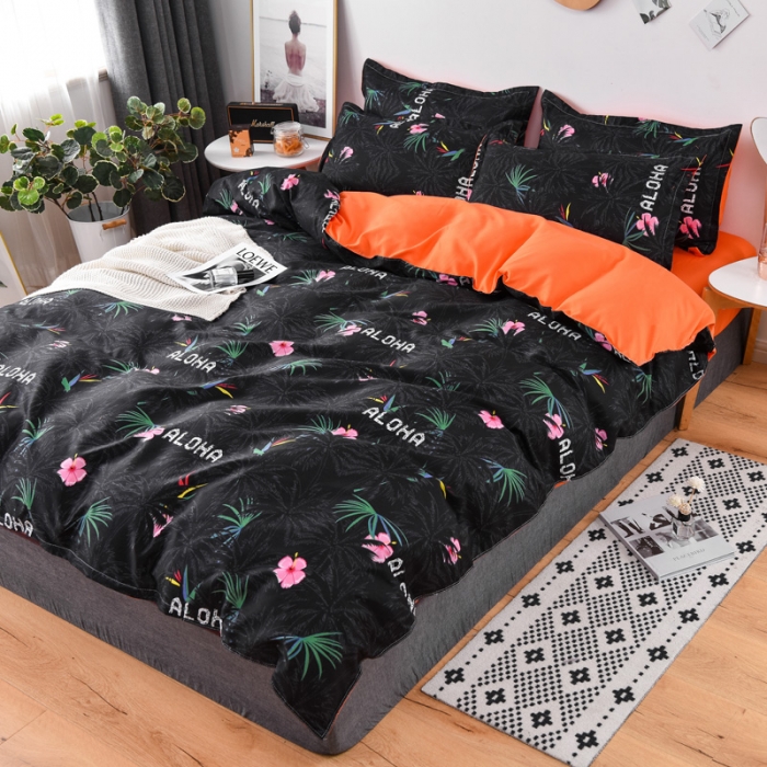 91家纺网 家纺一手货源 找家纺 乐居坊 2020新款简约小清新芦荟棉四件套 罗缦