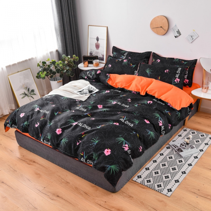 91家纺网 家纺一手货源 找家纺 乐居坊 2020新款简约小清新芦荟棉四件套 罗缦