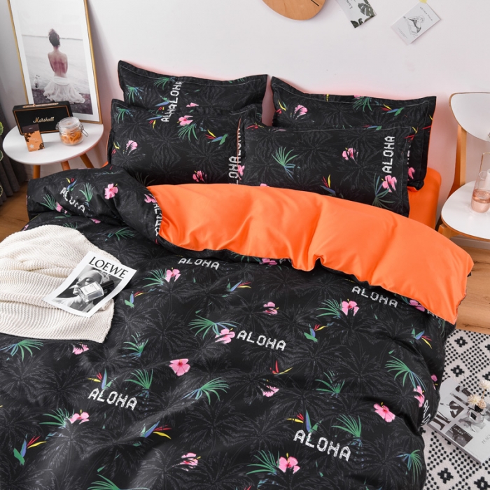 91家纺网 家纺一手货源 找家纺 乐居坊 2020新款简约小清新芦荟棉四件套 罗缦