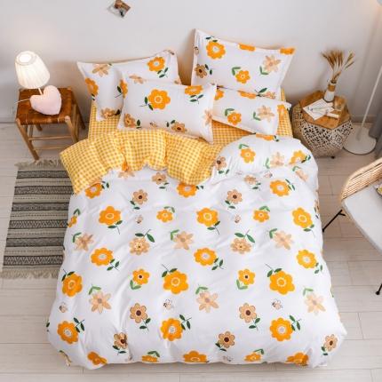 乐居坊 2020新款简约小清新芦荟棉四件套 落花有意