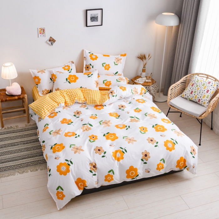 91家纺网 家纺一手货源 找家纺 乐居坊 2020新款简约小清新芦荟棉四件套 落花有意