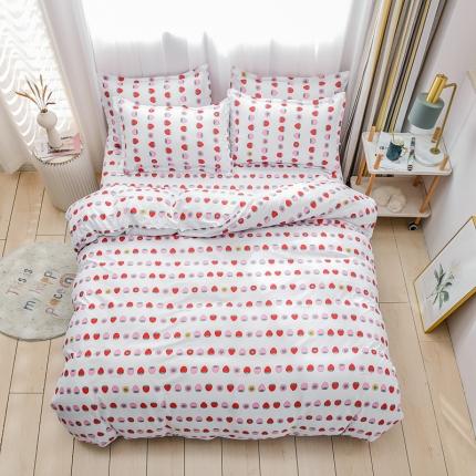 乐居坊 2020新款简约小清新芦荟棉四件套 苺苺物语