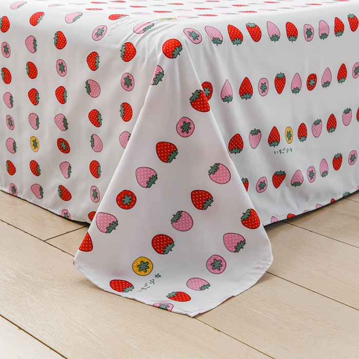 91家纺网 家纺一手货源 找家纺 乐居坊 2020新款简约小清新芦荟棉四件套 苺苺物语