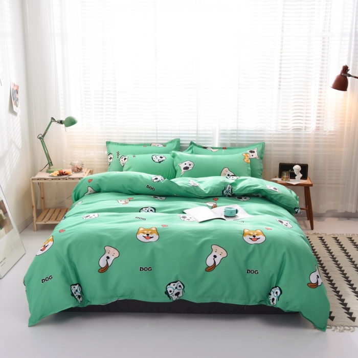 91家纺网 家纺一手货源 找家纺 乐居坊 2020新款简约小清新芦荟棉四件套 萌宠联欢