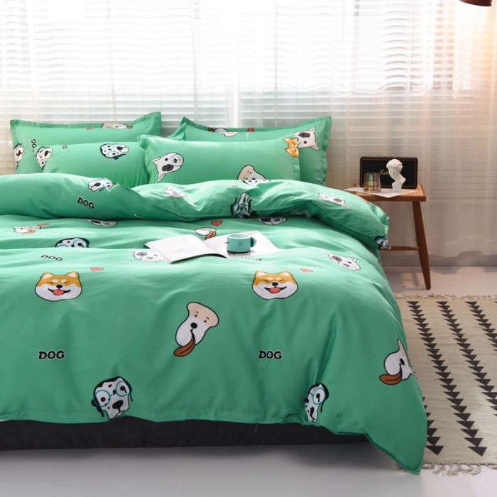 91家纺网 家纺一手货源 找家纺 乐居坊 2020新款简约小清新芦荟棉四件套 萌宠联欢