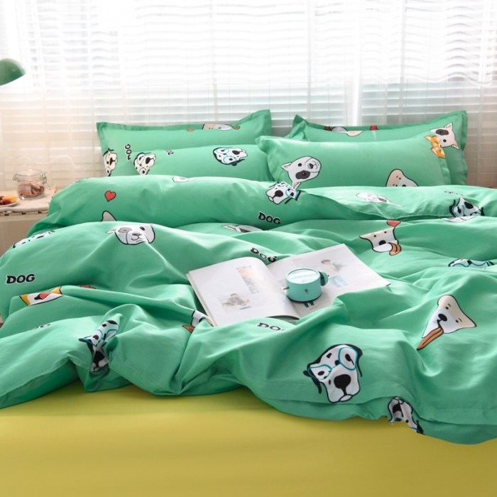 91家纺网 家纺一手货源 找家纺 乐居坊 2020新款简约小清新芦荟棉四件套 萌宠联欢