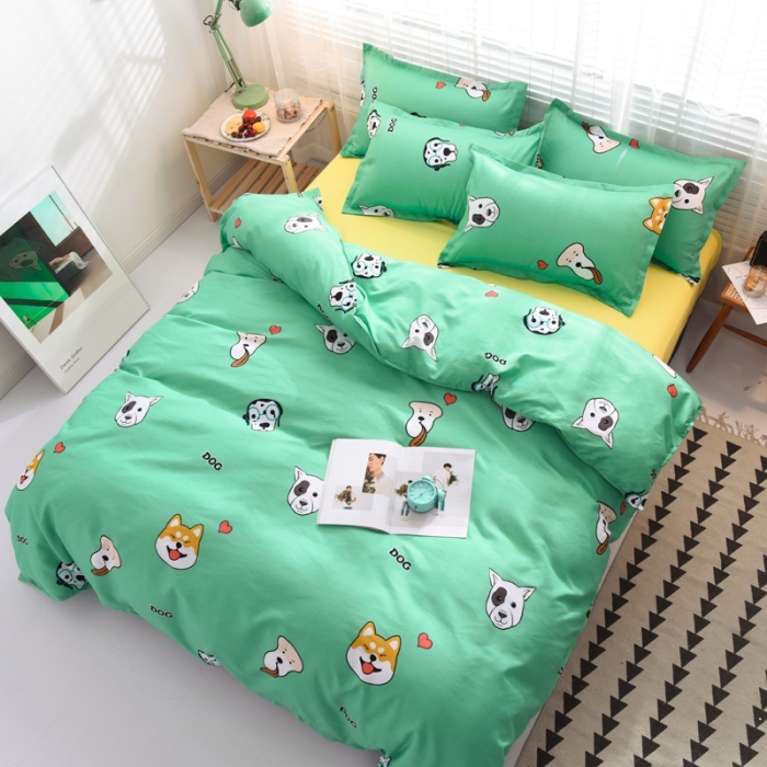 91家纺网 家纺一手货源 找家纺 乐居坊 2020新款简约小清新芦荟棉四件套 萌宠联欢