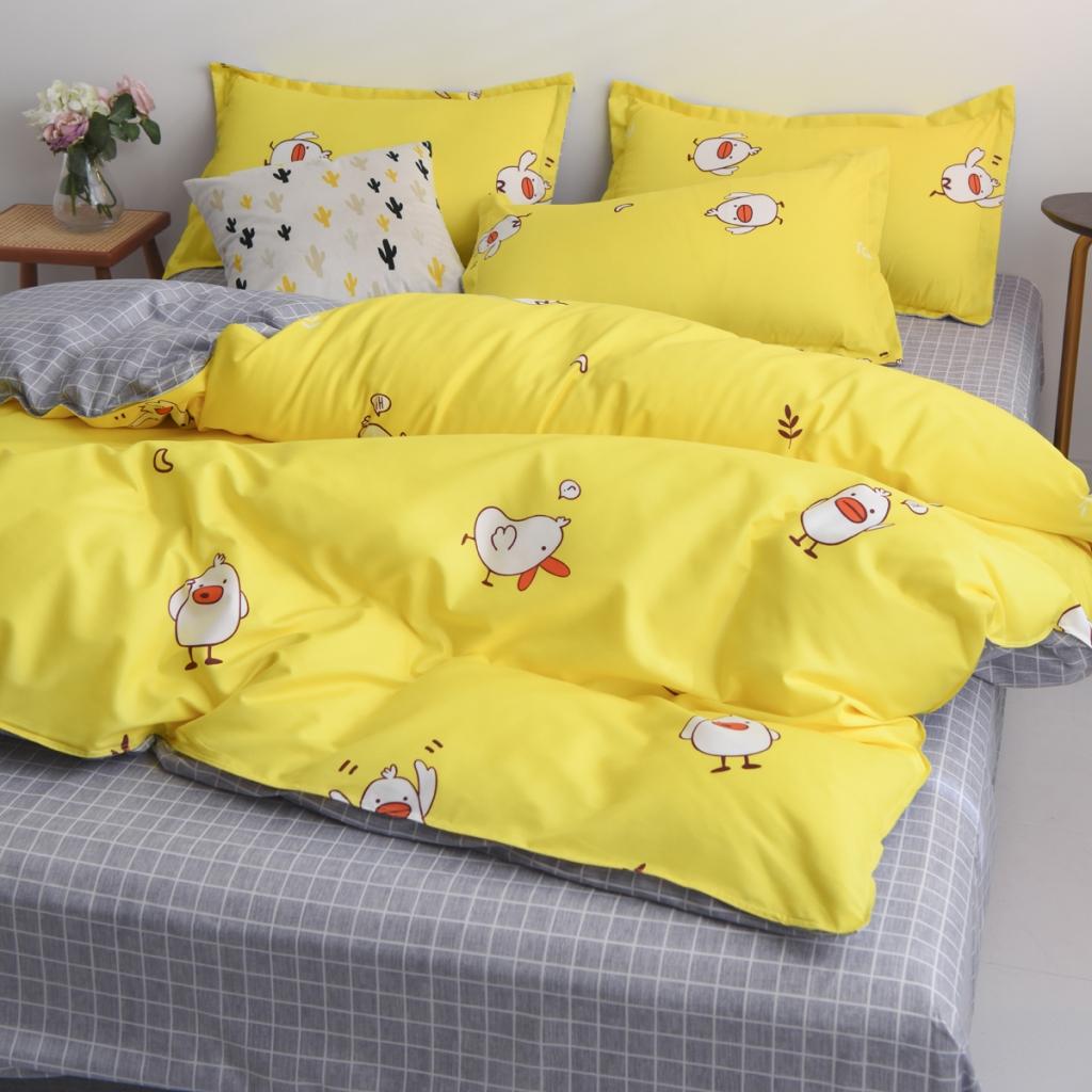 91家纺网 家纺一手货源 找家纺 乐居坊 2020新款简约小清新芦荟棉四件套 萌萌哒