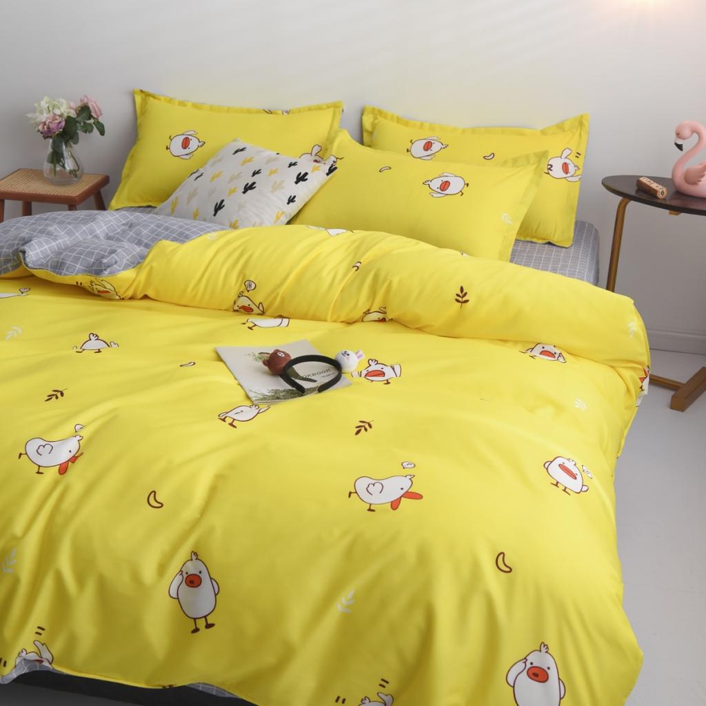 91家纺网 家纺一手货源 找家纺 乐居坊 2020新款简约小清新芦荟棉四件套 萌萌哒