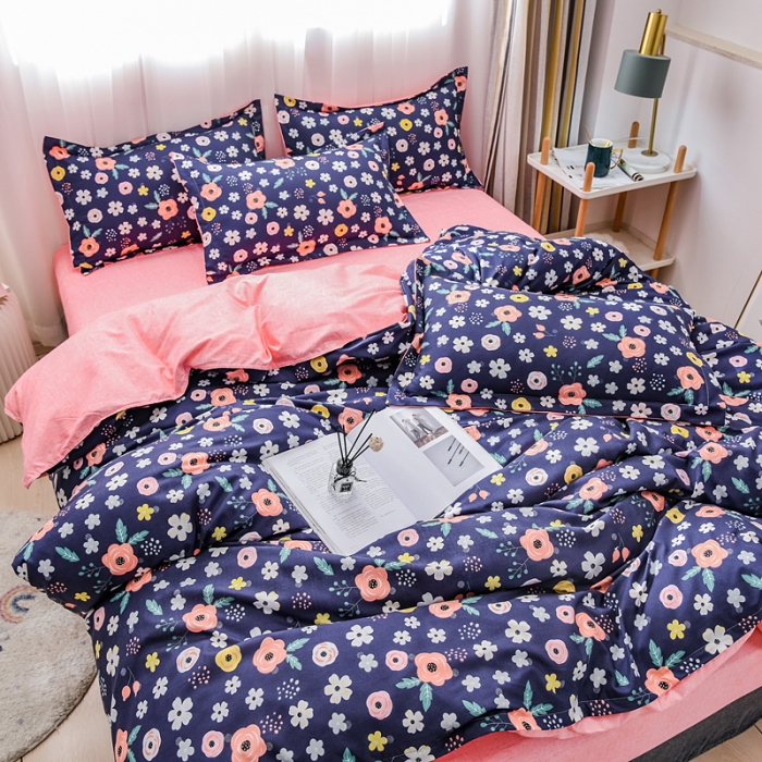 91家纺网 家纺一手货源 找家纺 乐居坊 2020新款简约小清新芦荟棉四件套 热恋