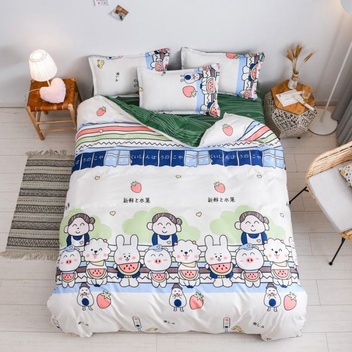 91家纺网 家纺一手货源 找家纺 乐居坊 2020新款简约小清新芦荟棉四件套 森林派对