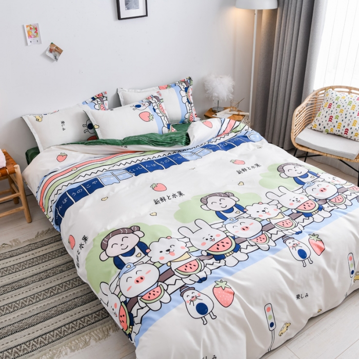 91家纺网 家纺一手货源 找家纺 乐居坊 2020新款简约小清新芦荟棉四件套 森林派对