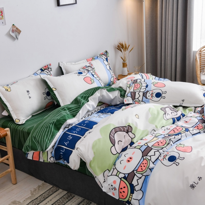 91家纺网 家纺一手货源 找家纺 乐居坊 2020新款简约小清新芦荟棉四件套 森林派对