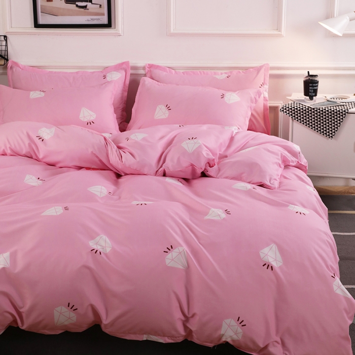 91家纺网 家纺一手货源 找家纺 乐居坊 2020新款简约小清新芦荟棉四件套 闪亮