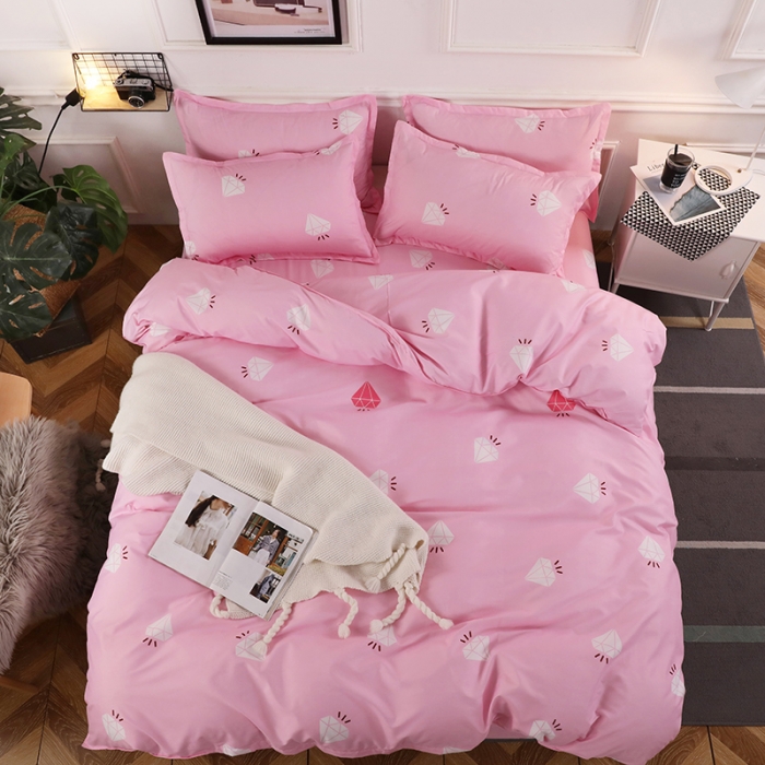 91家纺网 家纺一手货源 找家纺 乐居坊 2020新款简约小清新芦荟棉四件套 闪亮