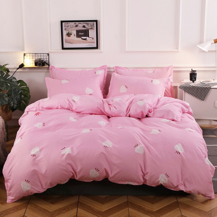 91家纺网 家纺一手货源 找家纺 乐居坊 2020新款简约小清新芦荟棉四件套 闪亮