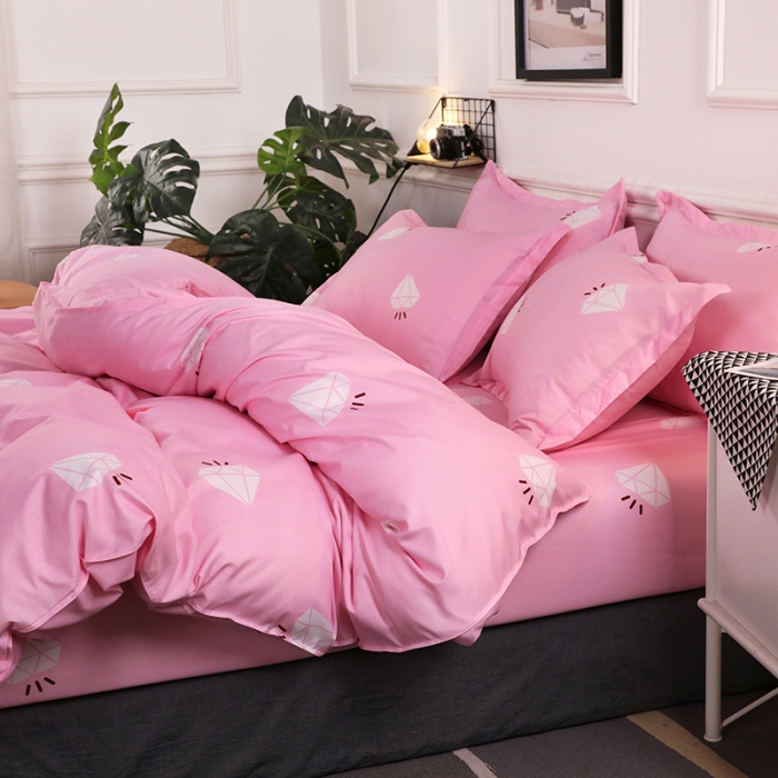 91家纺网 家纺一手货源 找家纺 乐居坊 2020新款简约小清新芦荟棉四件套 闪亮