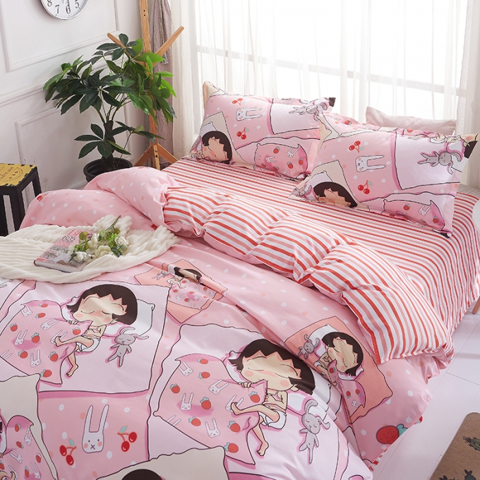 91家纺网 家纺一手货源 找家纺 乐居坊 2020新款简约小清新芦荟棉四件套 少女梦