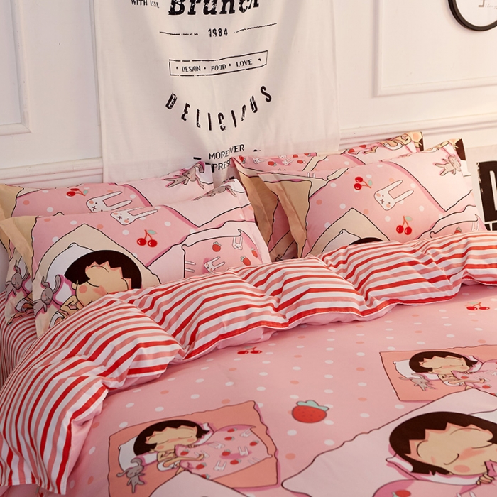 91家纺网 家纺一手货源 找家纺 乐居坊 2020新款简约小清新芦荟棉四件套 少女梦