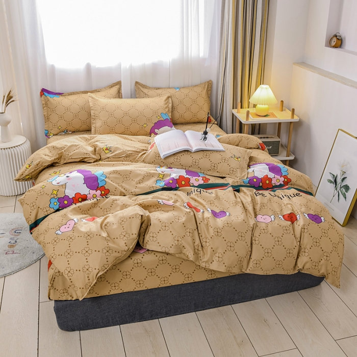 91家纺网 家纺一手货源 找家纺 乐居坊 2020新款简约小清新芦荟棉四件套 奢华