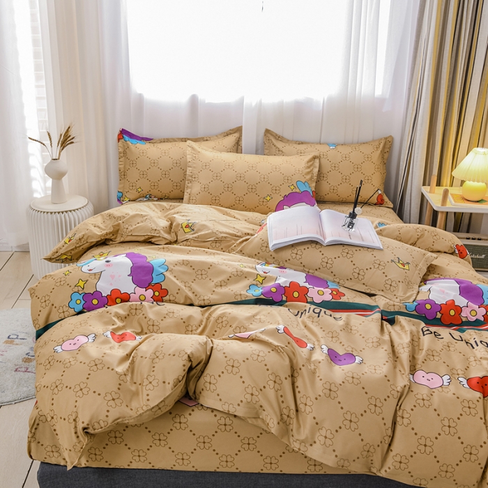 91家纺网 家纺一手货源 找家纺 乐居坊 2020新款简约小清新芦荟棉四件套 奢华