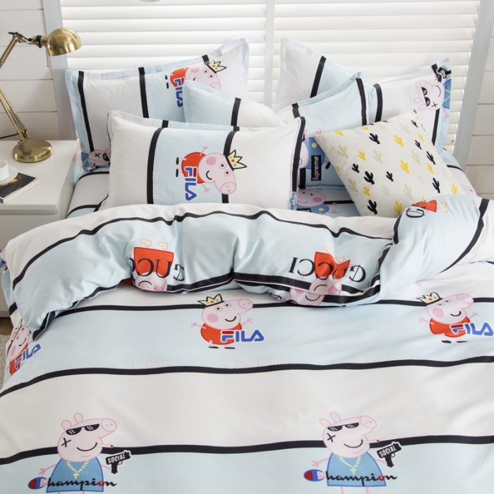 91家纺网 家纺一手货源 找家纺 乐居坊 2020新款简约小清新芦荟棉四件套 社会人