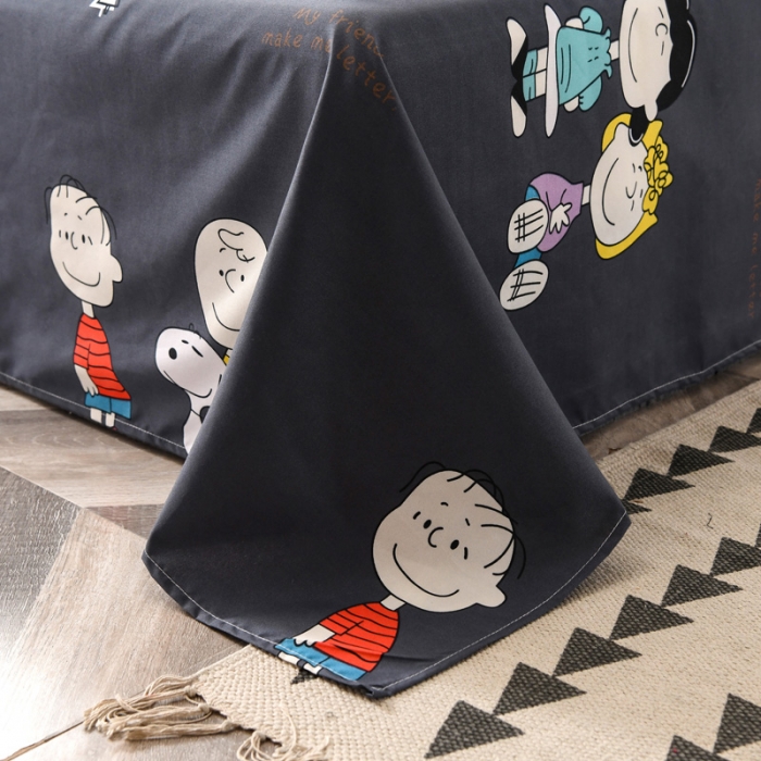 91家纺网 家纺一手货源 找家纺 乐居坊 2020新款简约小清新芦荟棉四件套 史努比灰