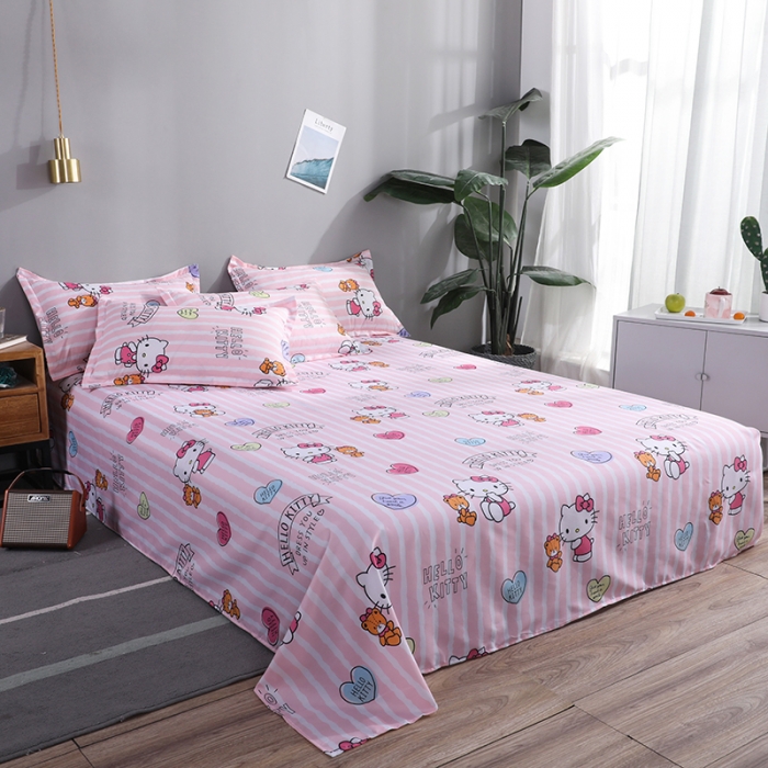 91家纺网 家纺一手货源 找家纺 乐居坊 2020新款简约小清新芦荟棉四件套 甜心KT