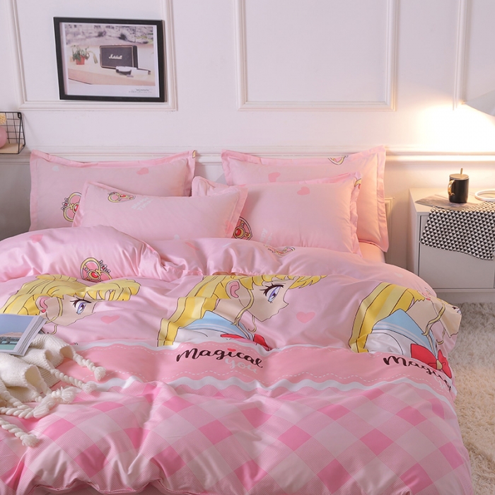 91家纺网 家纺一手货源 找家纺 乐居坊 2020新款简约小清新芦荟棉四件套 甜心公主