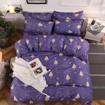 乐居坊 2020新款简约小清新芦荟棉四件套 威尔士