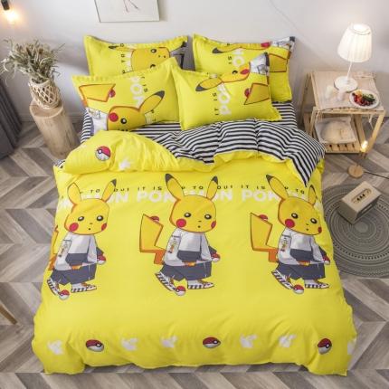 乐居坊 2020新款简约小清新芦荟棉四件套 嘻哈精灵