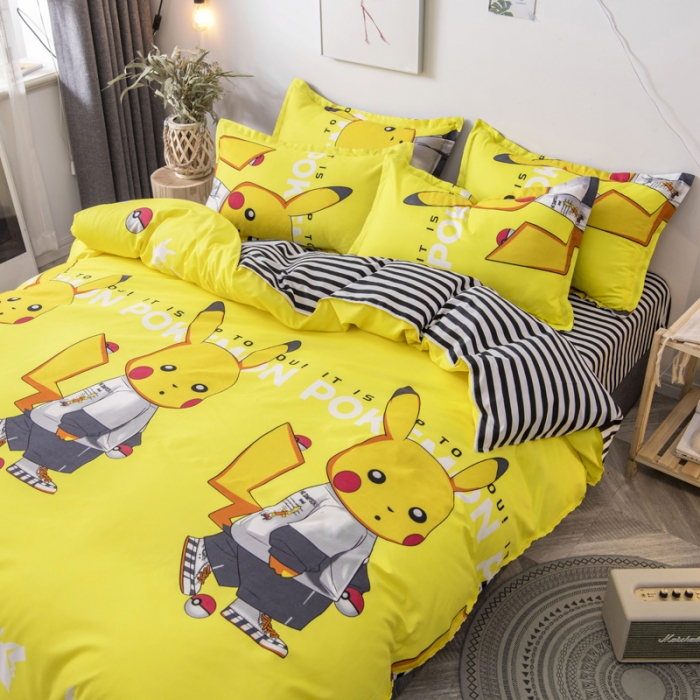 91家纺网 家纺一手货源 找家纺 乐居坊 2020新款简约小清新芦荟棉四件套 嘻哈精灵