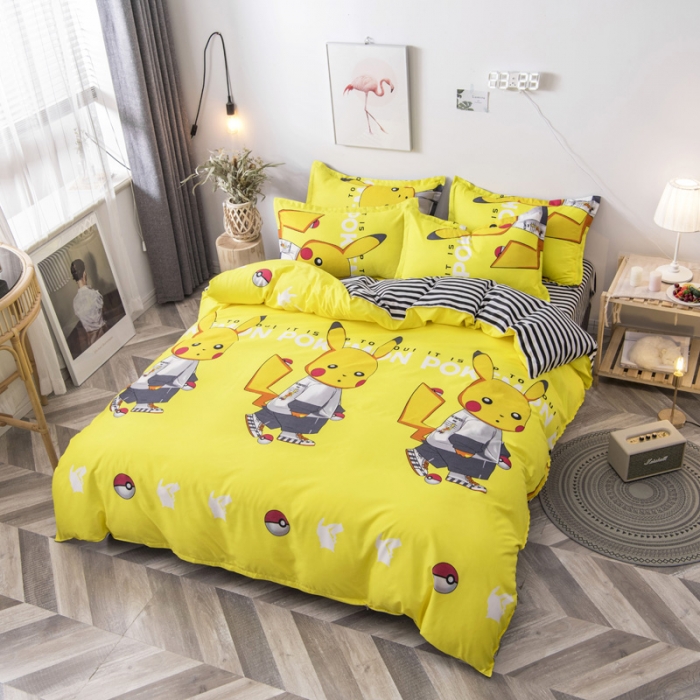 91家纺网 家纺一手货源 找家纺 乐居坊 2020新款简约小清新芦荟棉四件套 嘻哈精灵