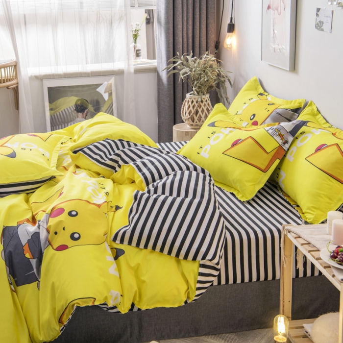 91家纺网 家纺一手货源 找家纺 乐居坊 2020新款简约小清新芦荟棉四件套 嘻哈精灵