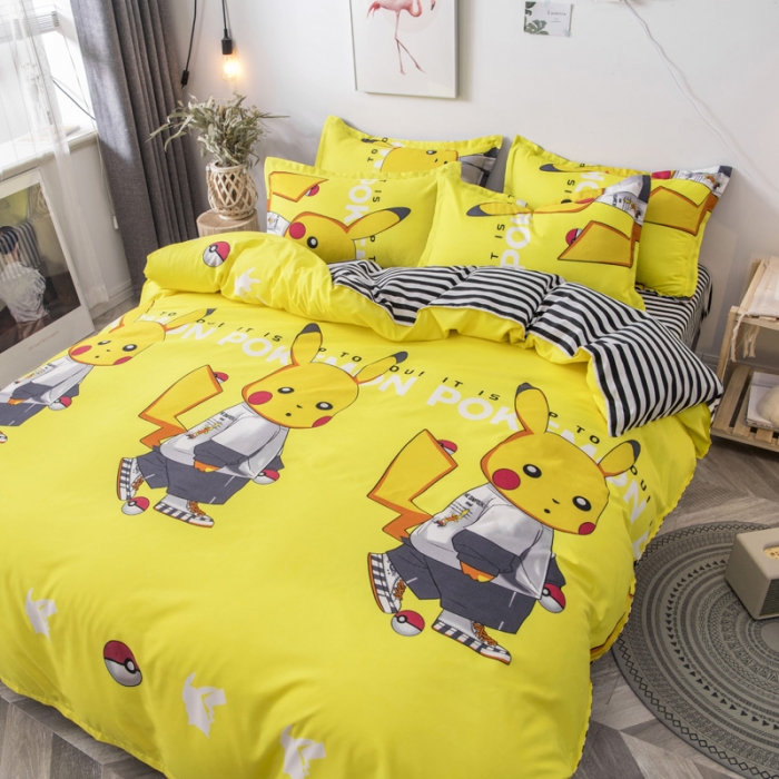 91家纺网 家纺一手货源 找家纺 乐居坊 2020新款简约小清新芦荟棉四件套 嘻哈精灵